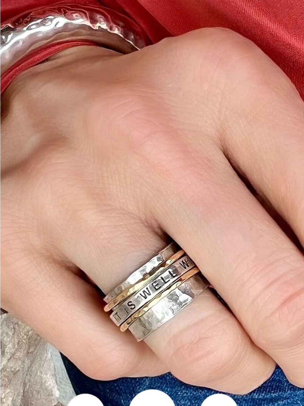 IT IS WELL WITH MY SOUL RING Hammered Silver Handcrafted 925 Spinner Ring Size 8